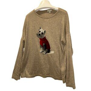 j. jill Neutral FALL HOLIDAY scottie in red sweater intarsia knit sweater M